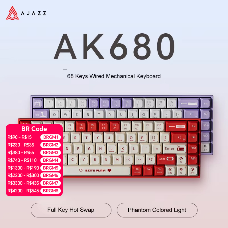 Gaming Keyboard Thocky - AJAZZ AK680 65% Wired Gaming Mechanical