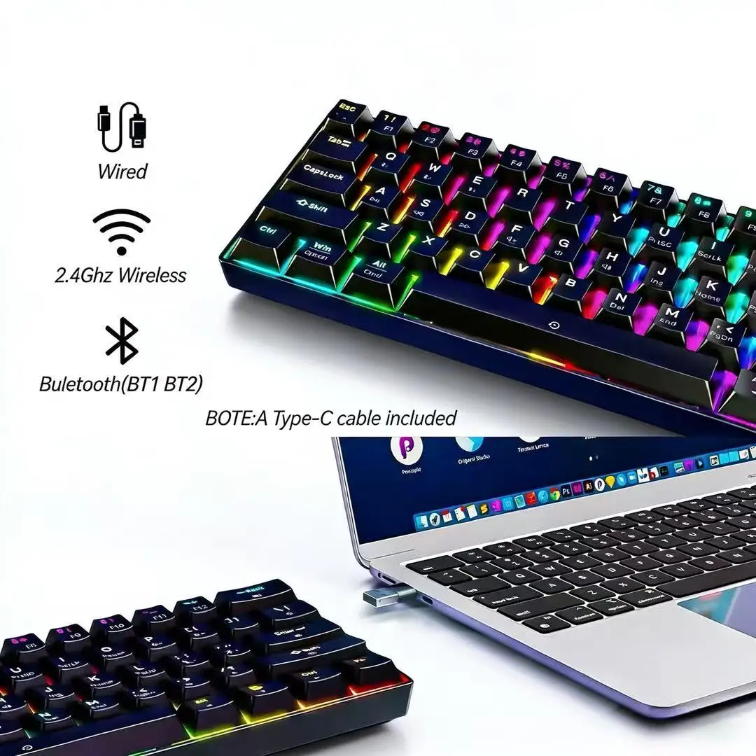 Tri-mode Mechanical Keyboard B - Gaming Keyboard No Rgb ulasan dan harga