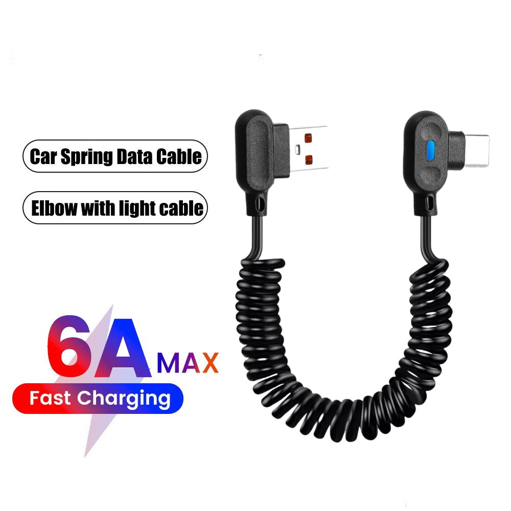 90° Angle Elbow USB Type-C Fas - Coiled Usb Cable ulasan dan harga