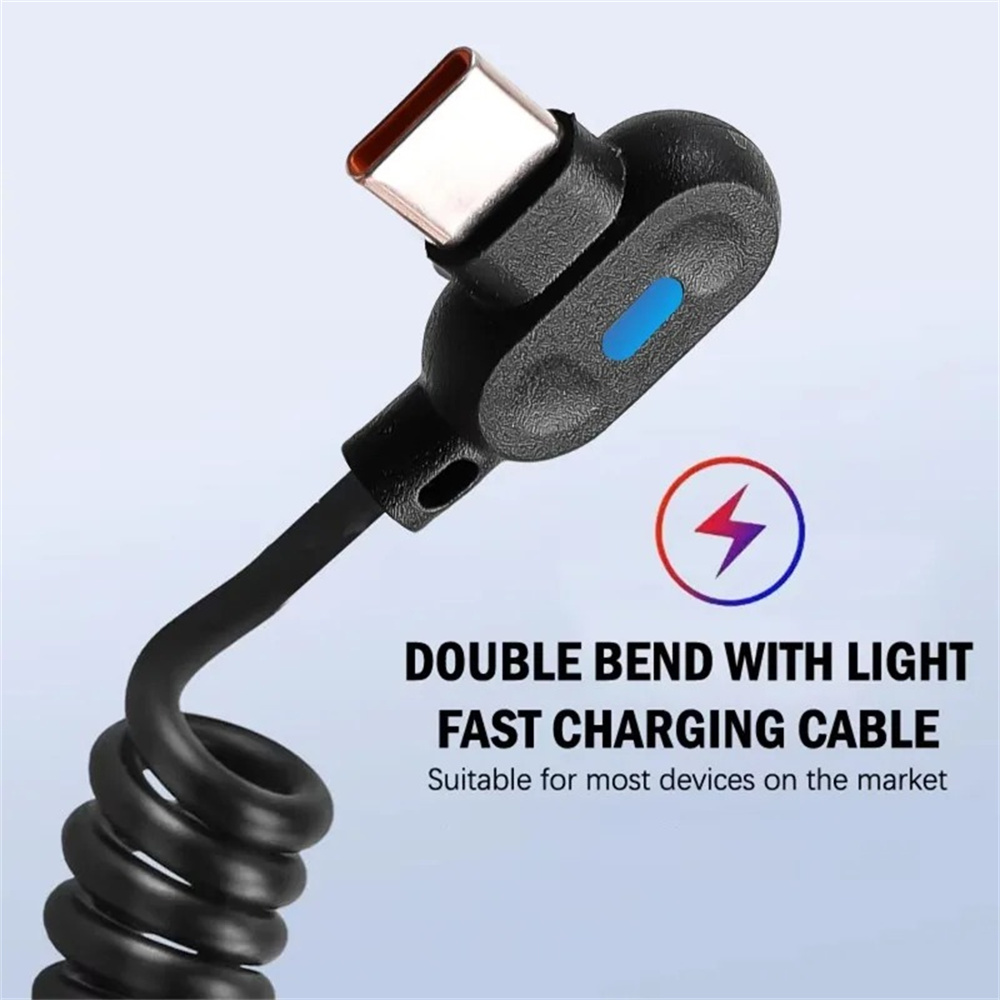 90° Angle Elbow USB Type-C Fas - Coiled Usb Cable ulasan dan harga