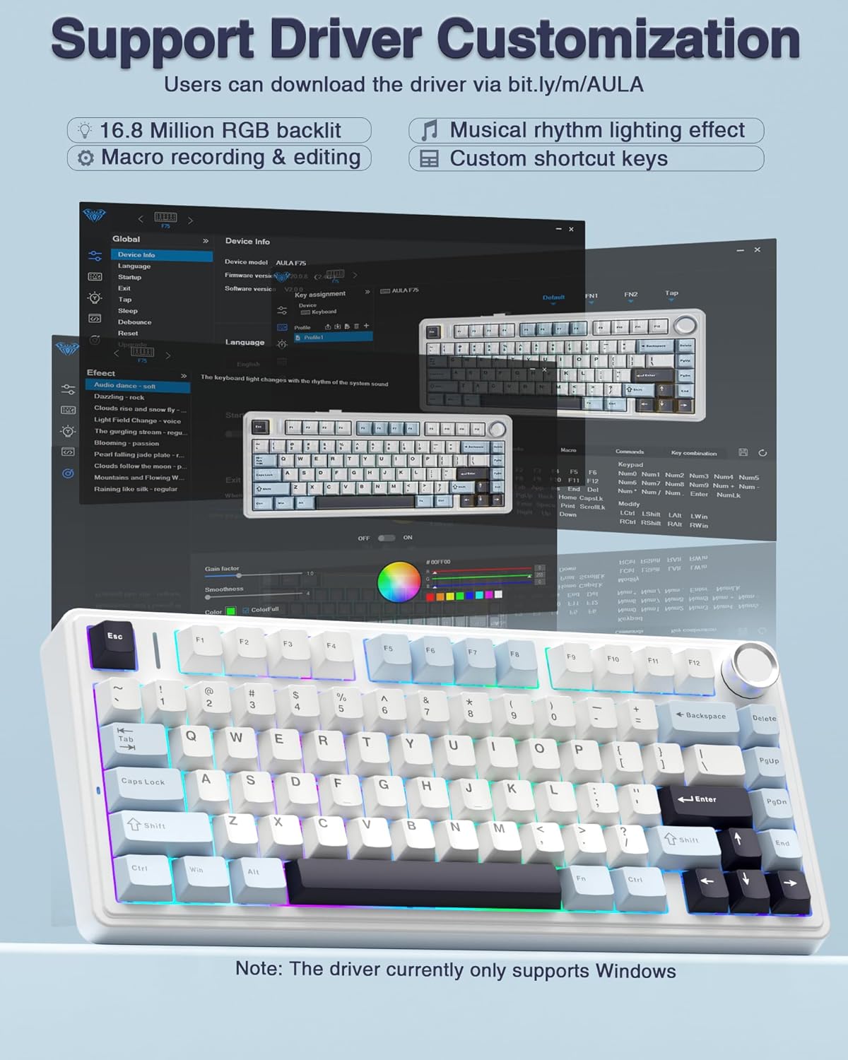AULA F75 Gaming Mechanical Key - Gaming Keyboard Wireless ulasan dan harga