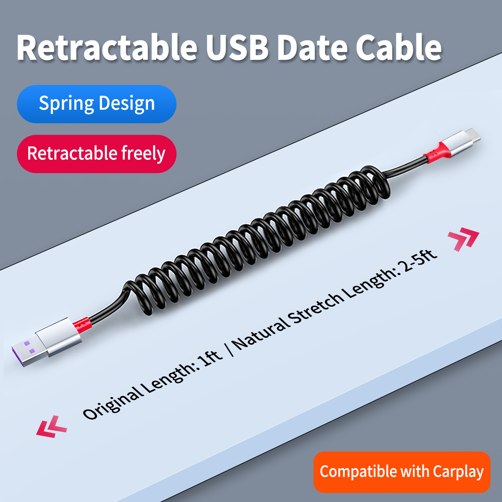 90 Degree USB A to USB C Cable - Coiled Usb Cable ulasan dan harga