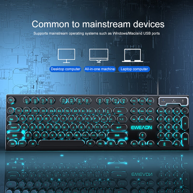 EWEADN Typewriter Gaming Keybo - Gaming Keyboard Blue ulasan dan harga