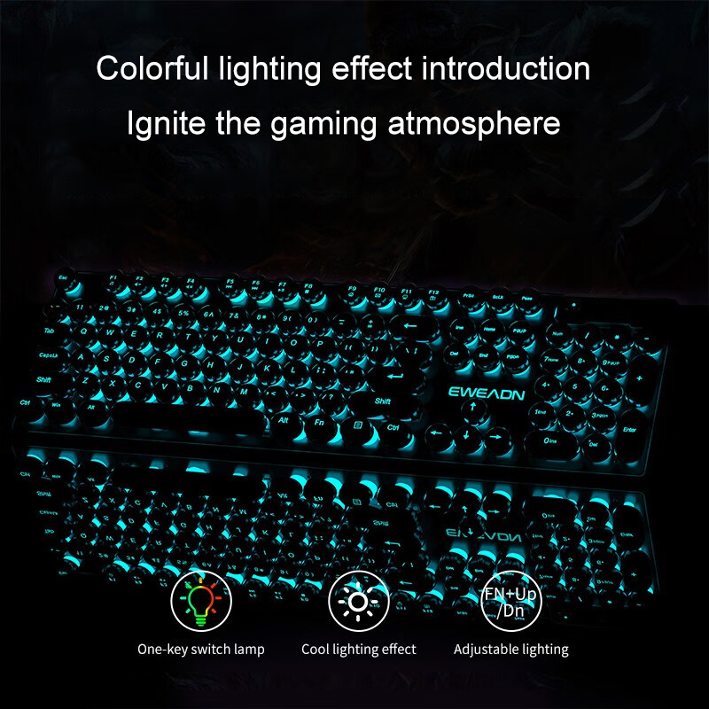 EWEADN Typewriter Gaming Keybo - Gaming Keyboard Blue ulasan dan harga