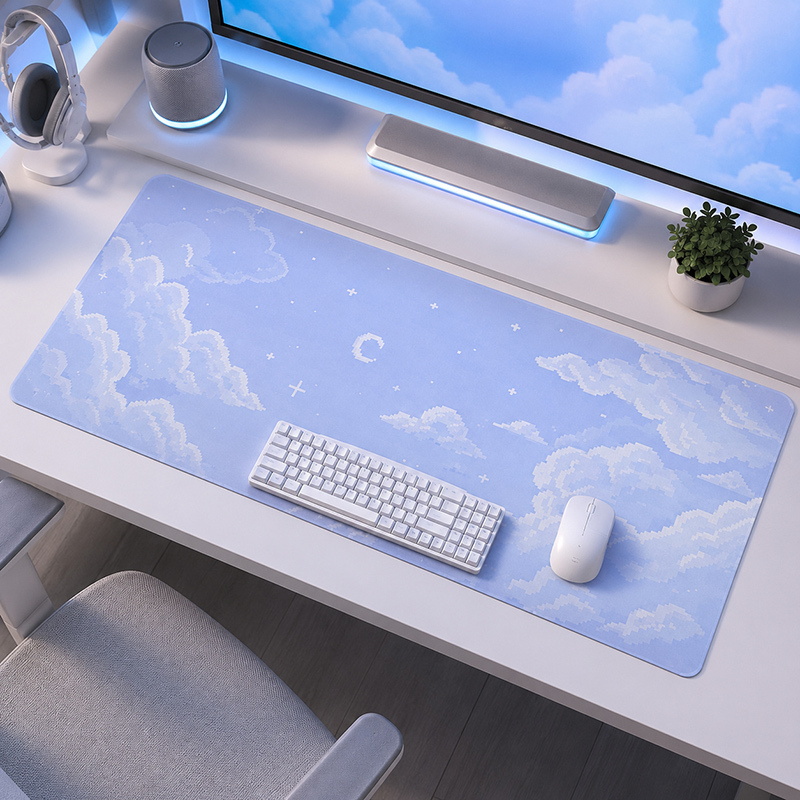 Mouse Pad Blue Moon Cloud Sky  - Gaming Keyboard Blue ulasan dan harga