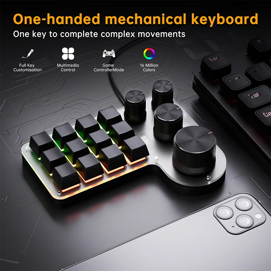 3 Modes 12 Keys Mechanical Key - Gaming Keyboard Half ulasan dan harga