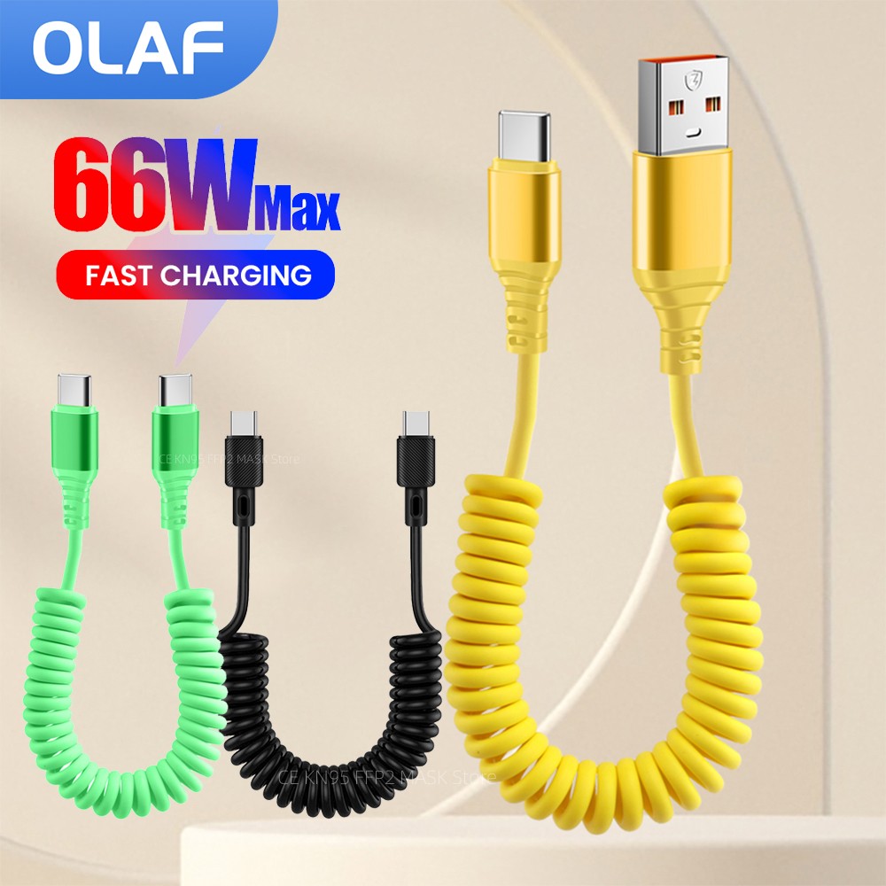 66W Car Spring Data Cable Type - Coiled Usb Cable ulasan dan harga