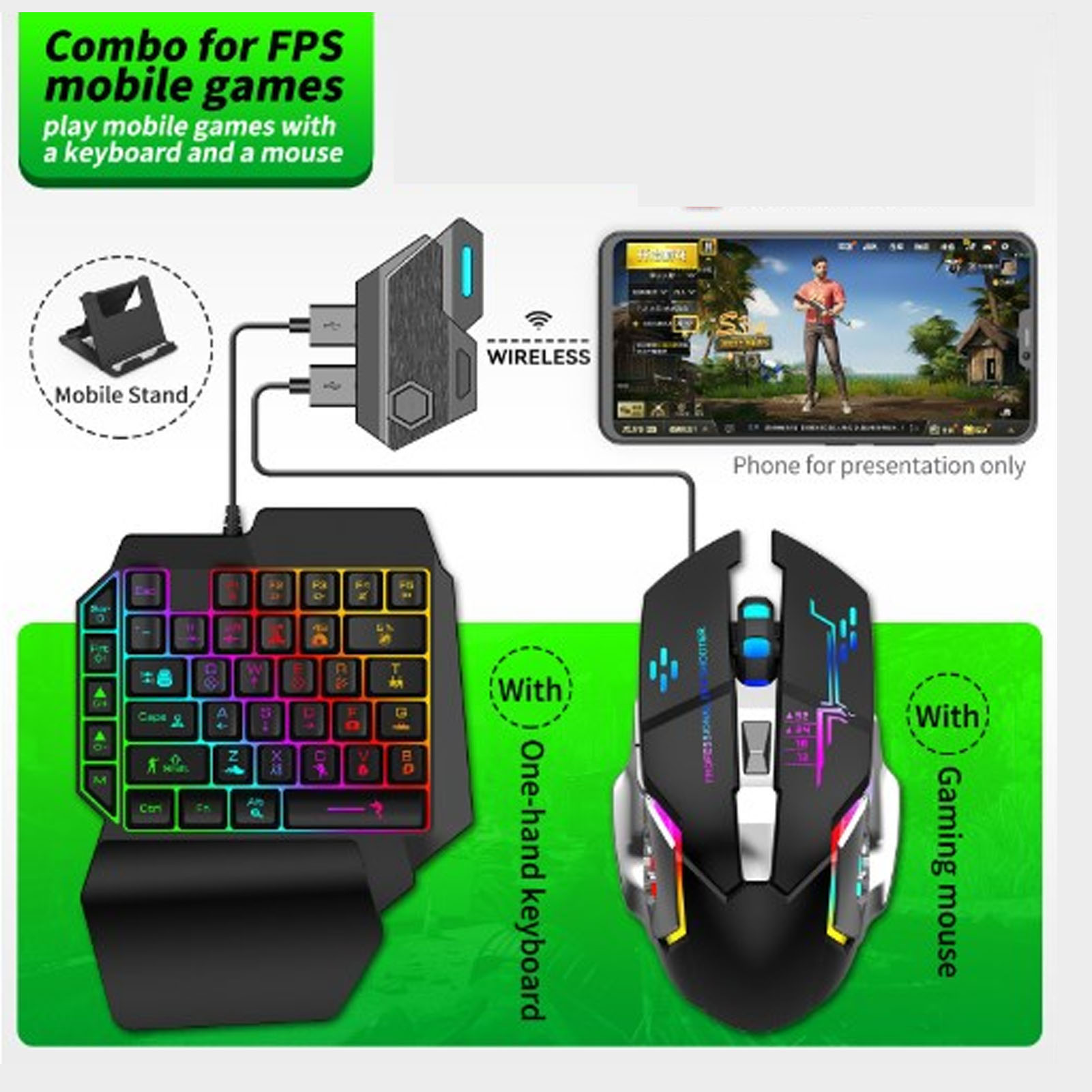 Mobile Game Combo Pack Bluetoo - Gaming Keyboard Hand ulasan dan harga