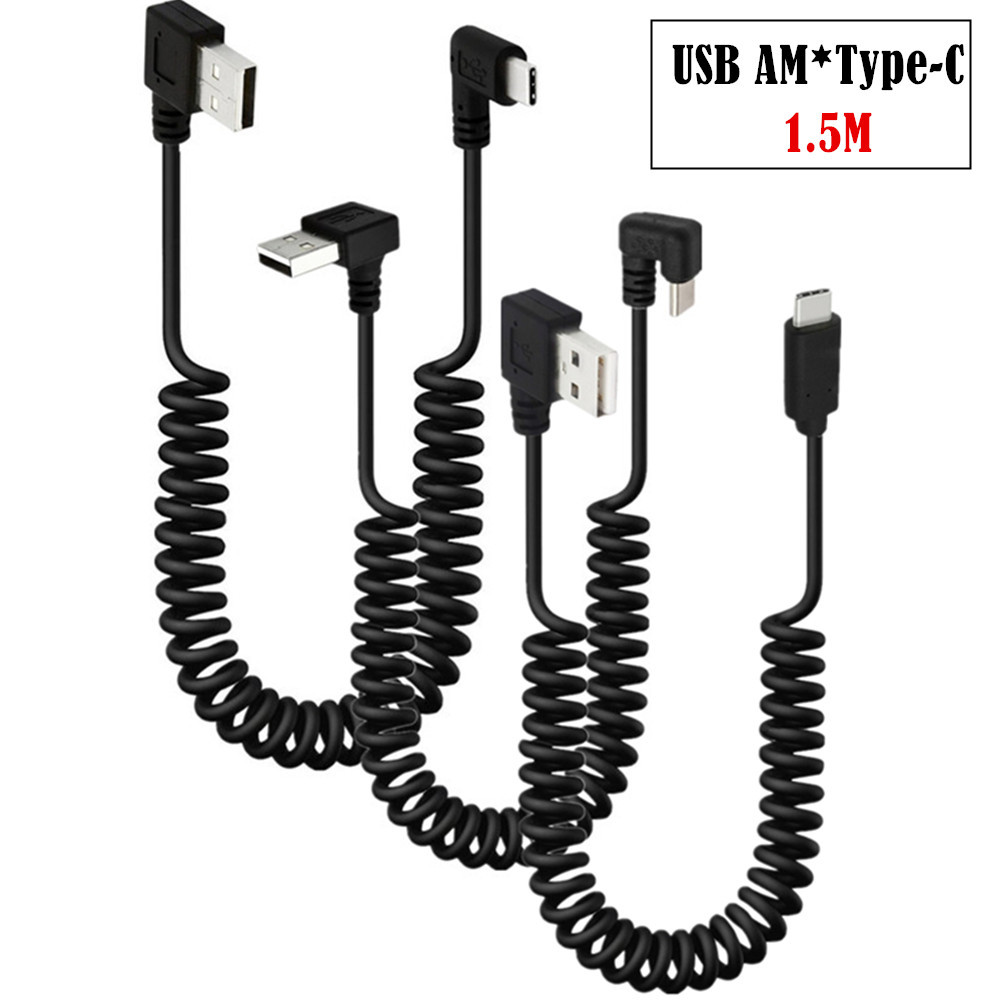 Elbow USB 3.1 C-Type Male To 2 - Coiled Usb Cable ulasan dan harga
