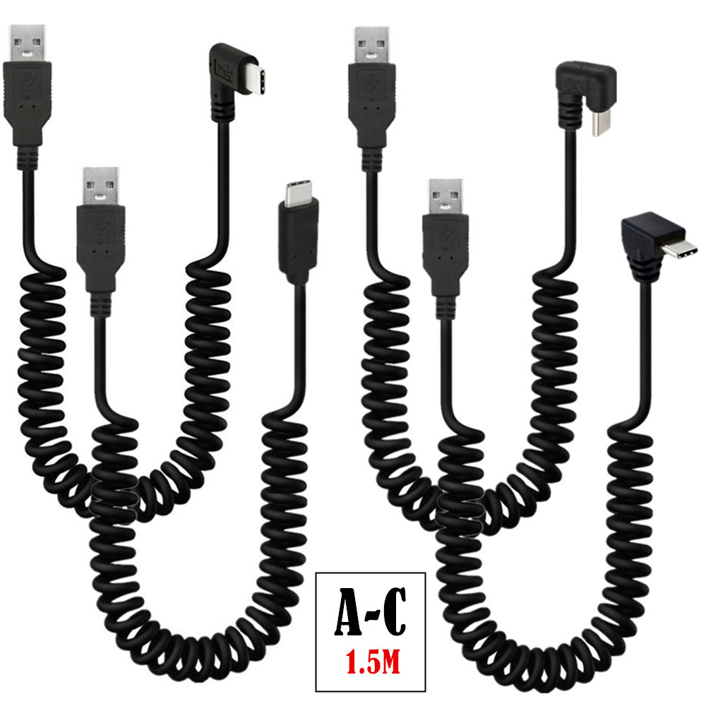 Elbow USB 3.1 C-Type Male To 2 - Coiled Usb Cable ulasan dan harga