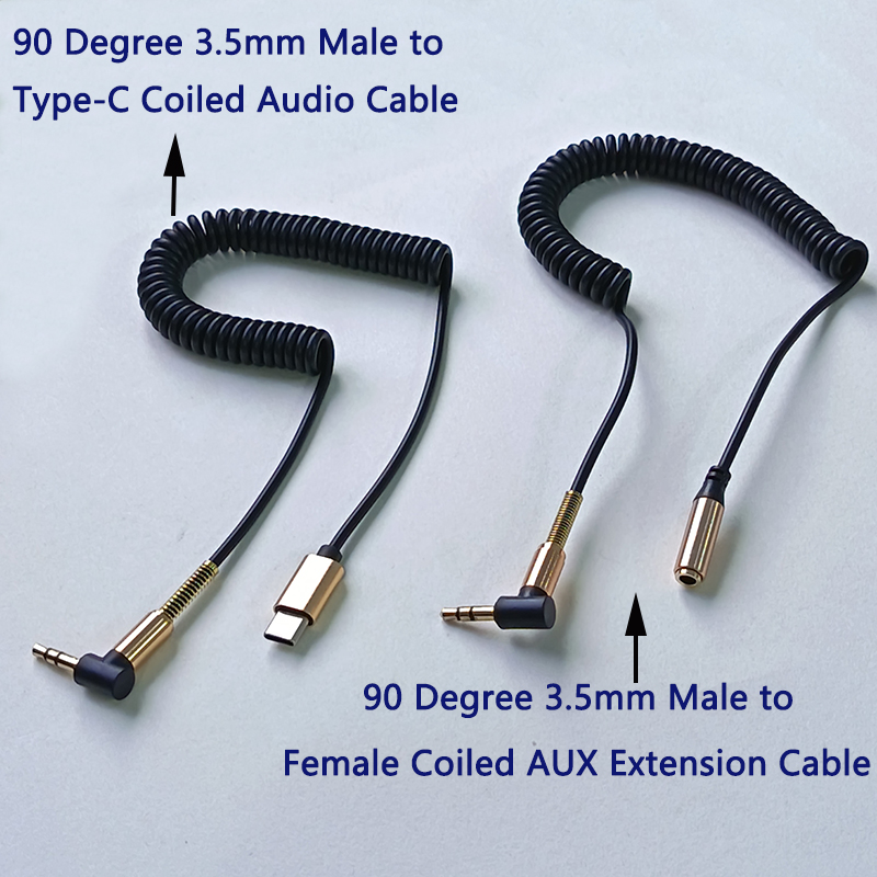 1PC 90 Degree 3.5mm 1.5M Coile - Coiled Usb Cable ulasan dan harga