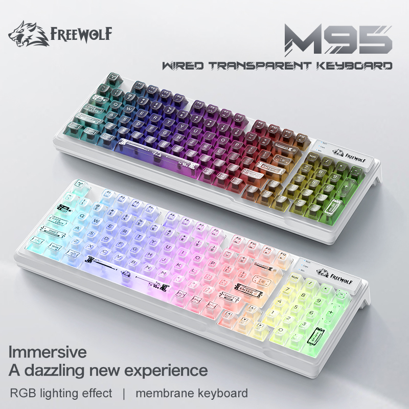 Wired RGB Transparent Keyboard - Gaming Keyboard Thocky ulasan dan harga